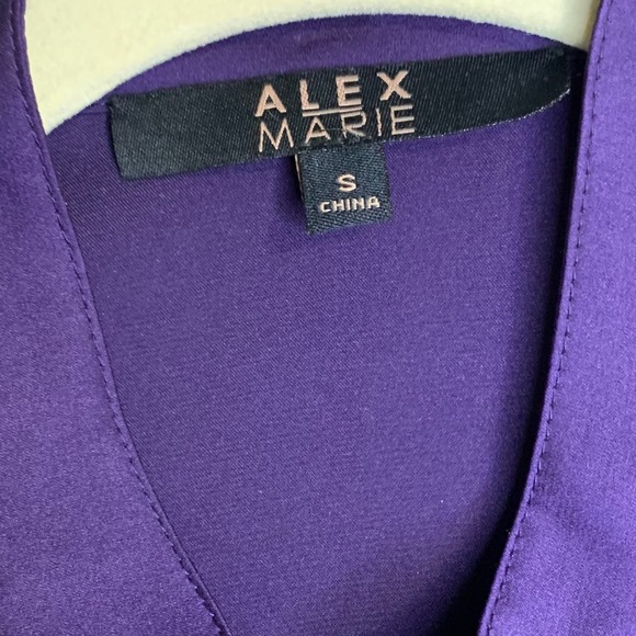 Alex Marie Ruffle Blouse Sleeveless Button Down Top Elegant Eggplant Purple S - Picture 4 of 10